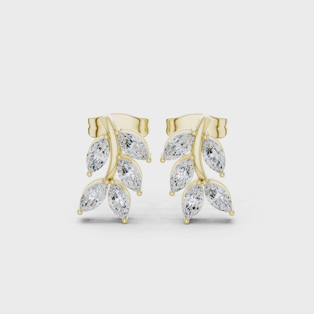 Woodland Sprig Marquise Diamond Earrings
