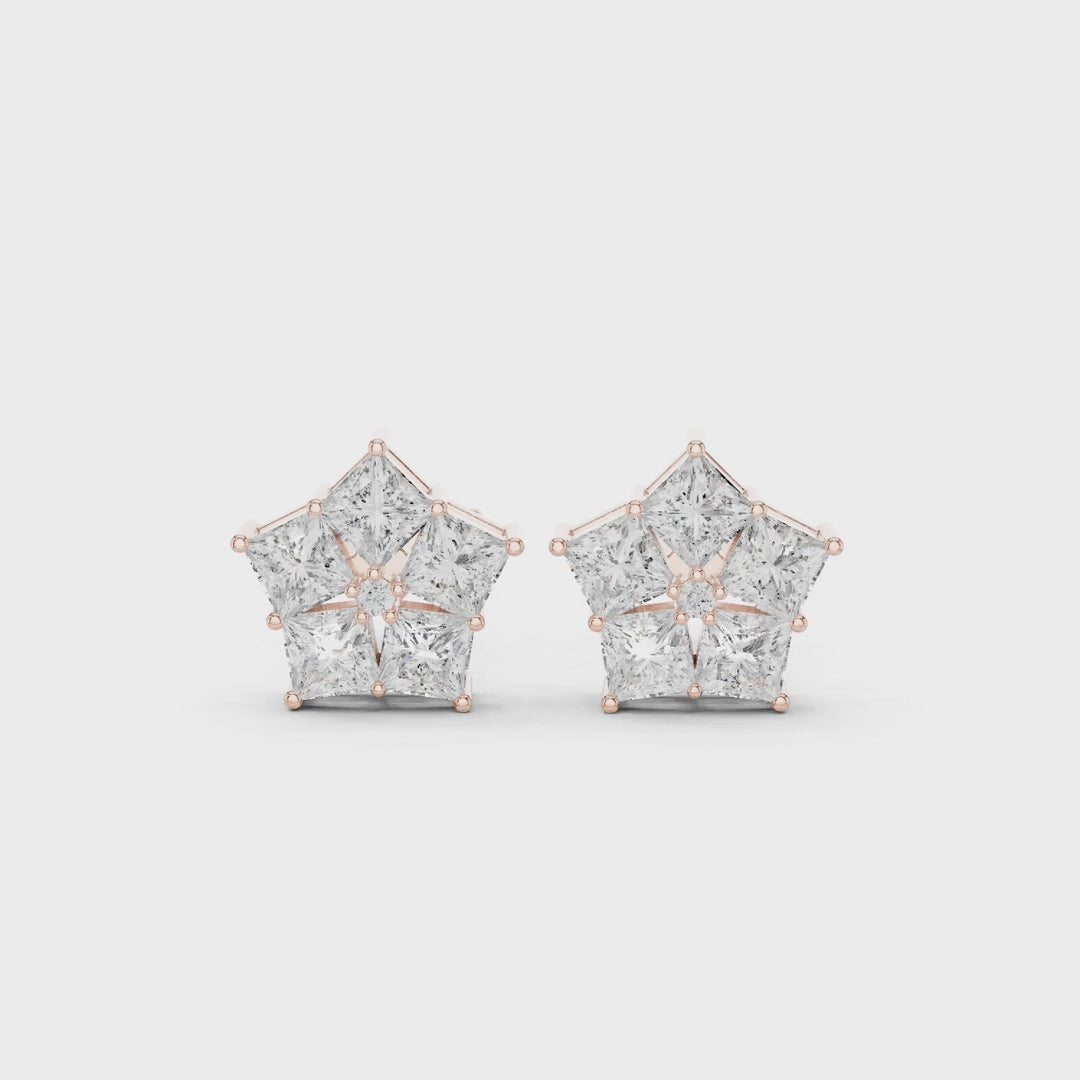 Structured Elegance Princess Diamond Earrings