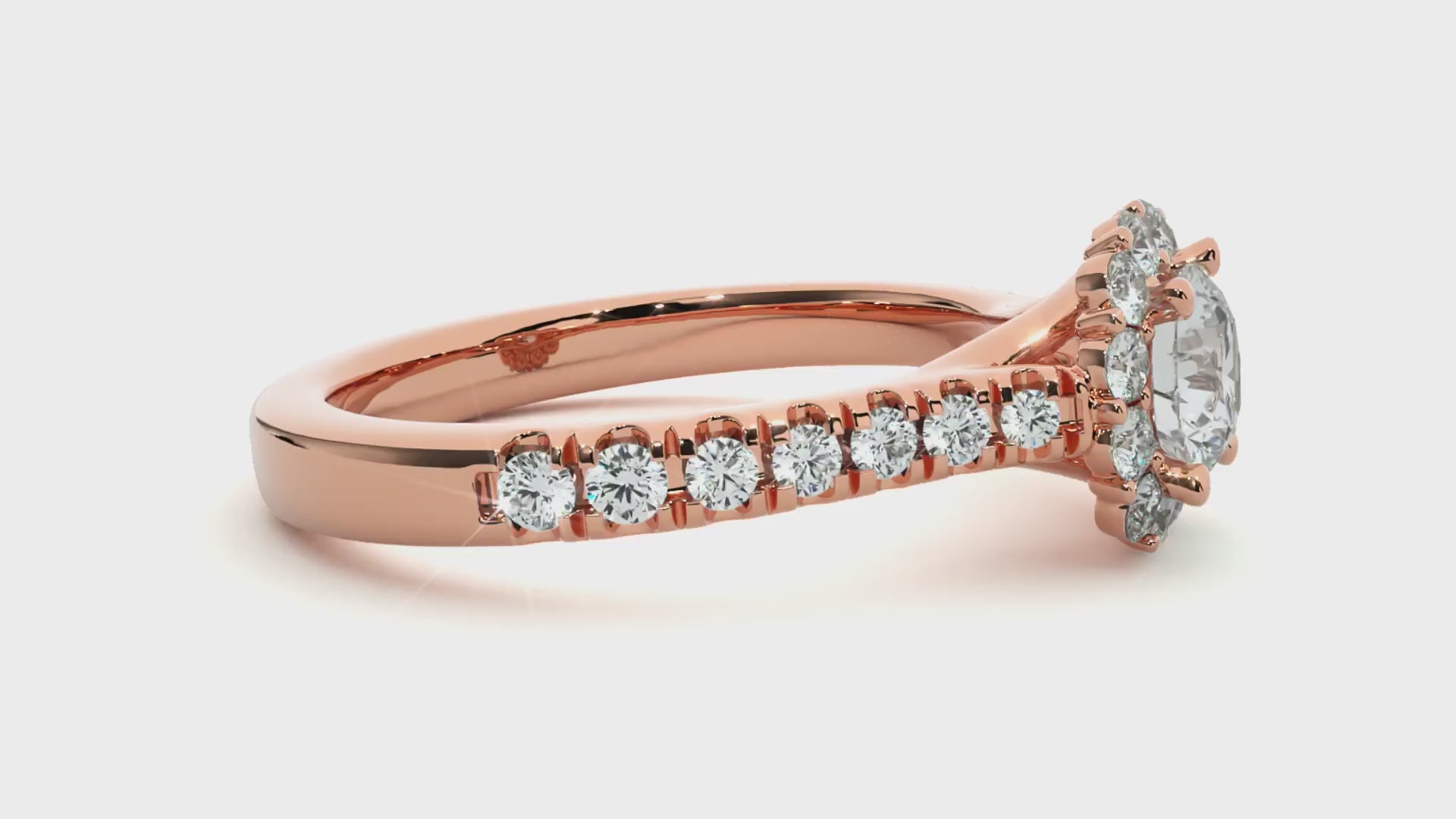 Round Halo Diamond Engagement Ring | Solid Yellow Gold | Pavé Diamond Band | Classic Halo Setting |