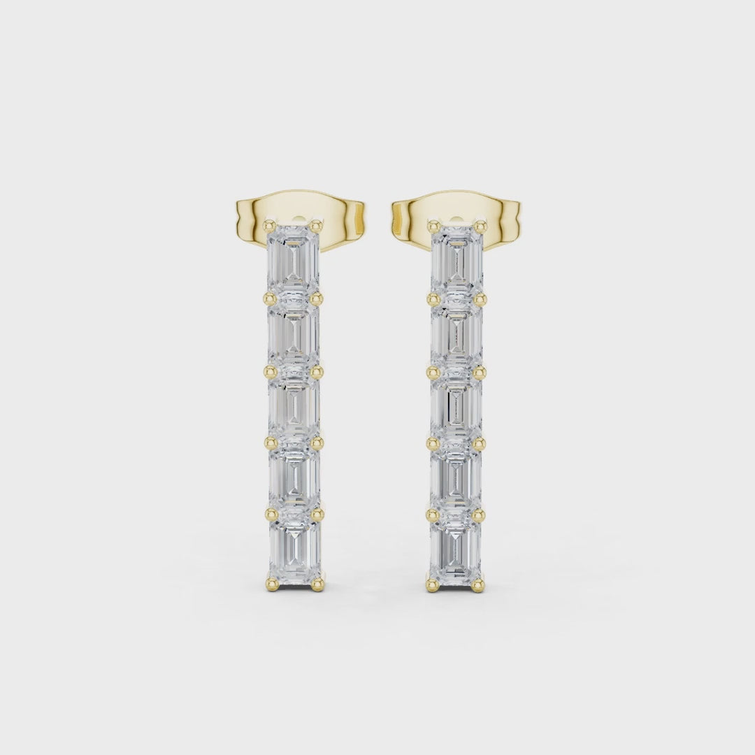 Iris Five-Stone Emerald Diamond Earrings