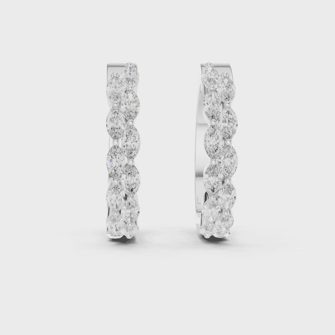 Enchanted Flora Marquise Diamond Hoop Earrings