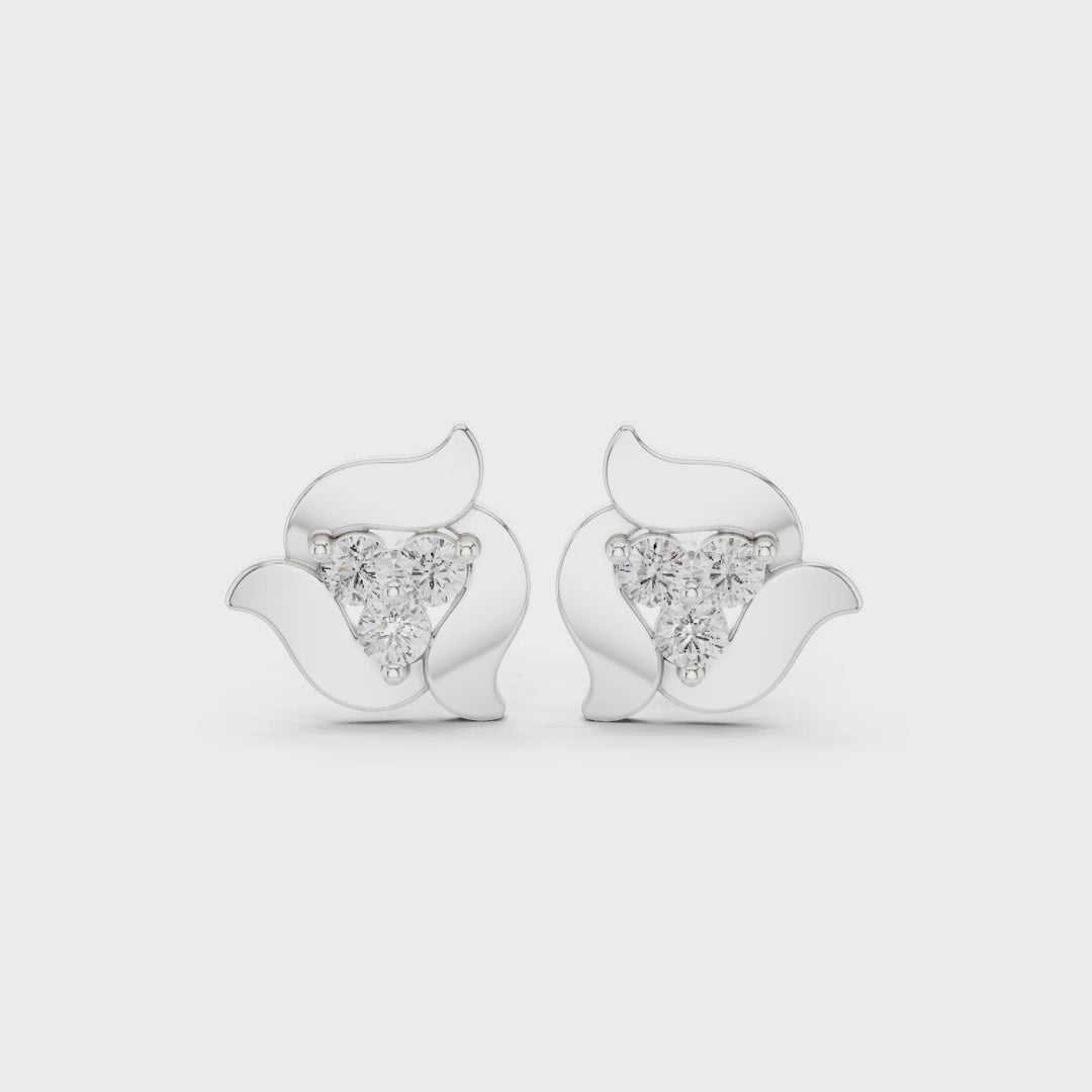Sculpted Petal Round Diamond Earrings