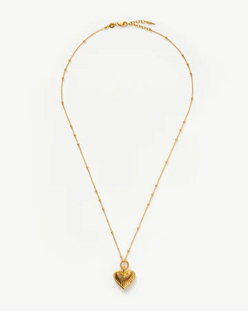 Ridge Heart Charm Pendant Necklace