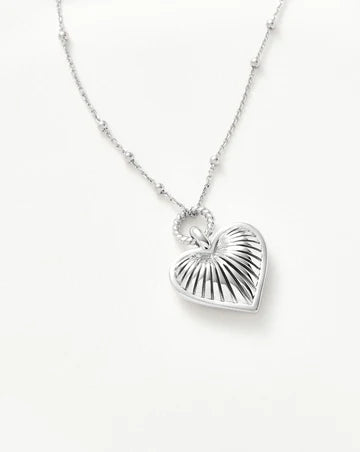 Ridge Heart Charm Pendant Necklace