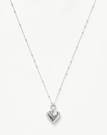 Ridge Heart Charm Pendant Necklace