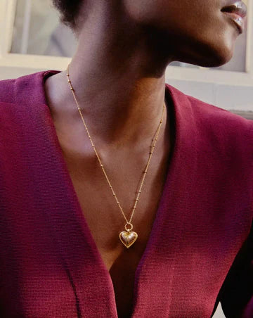 Ridge Heart Charm Pendant Necklace