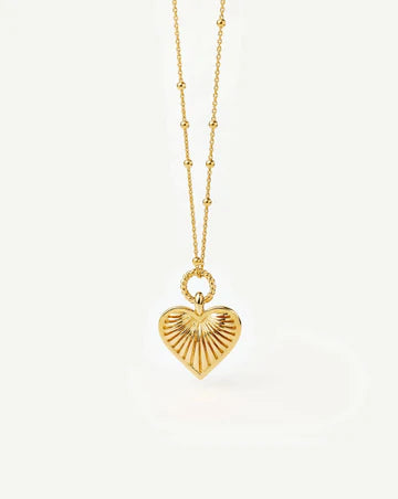 Ridge Heart Charm Pendant Necklace