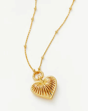 Ridge Heart Charm Pendant Necklace