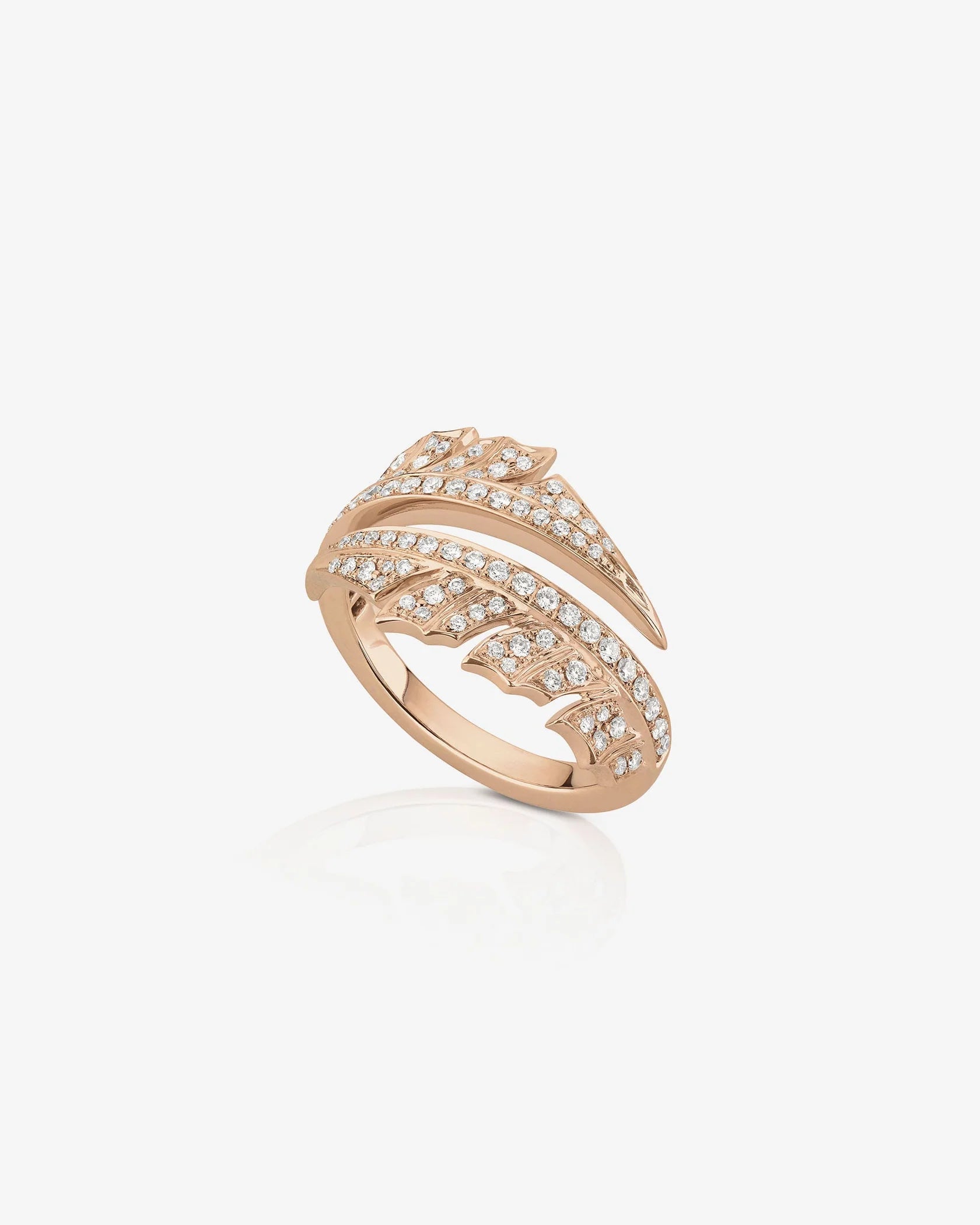 Etoile Feather Pave Diamond Ring