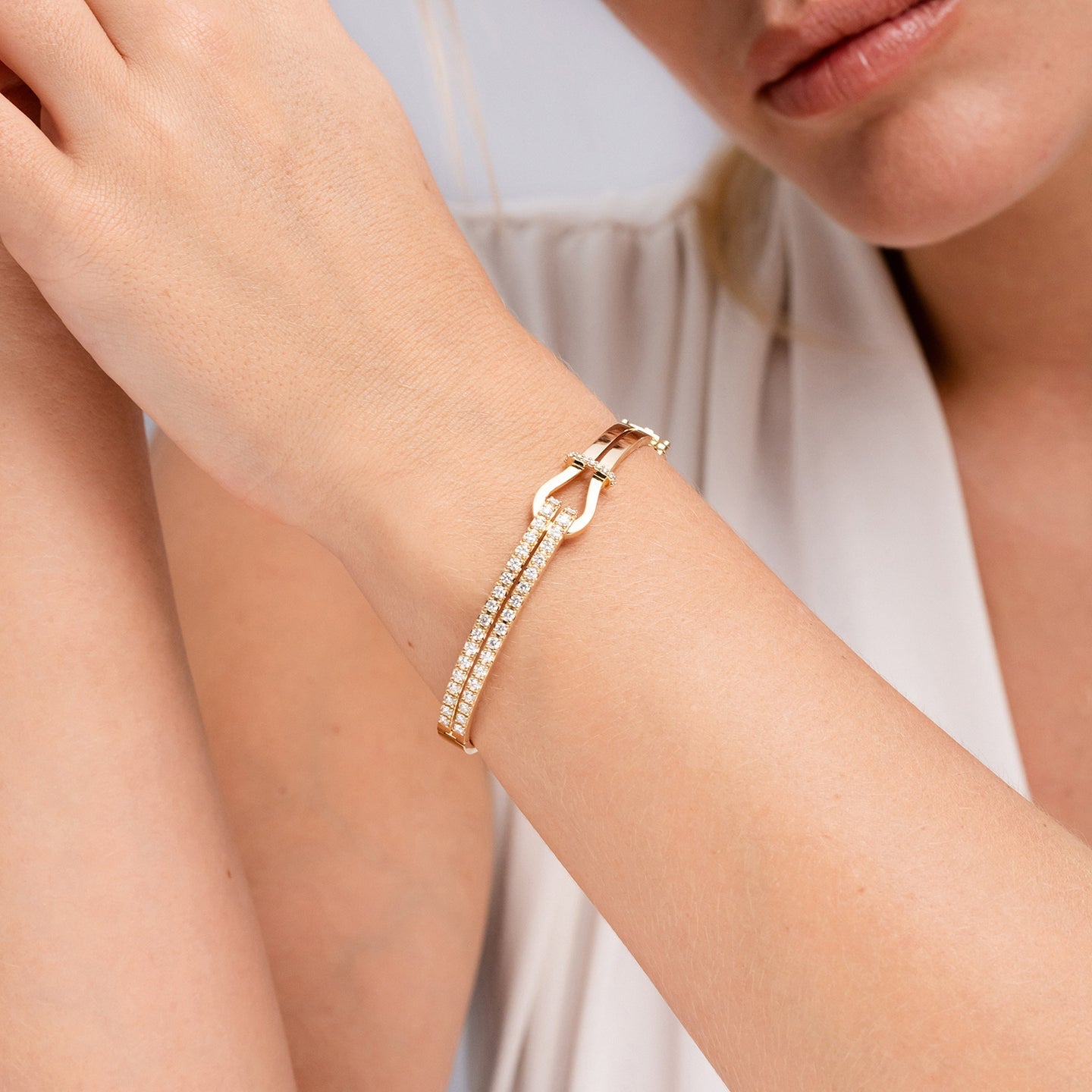Infinity Knot Double Row Diamond Bangle