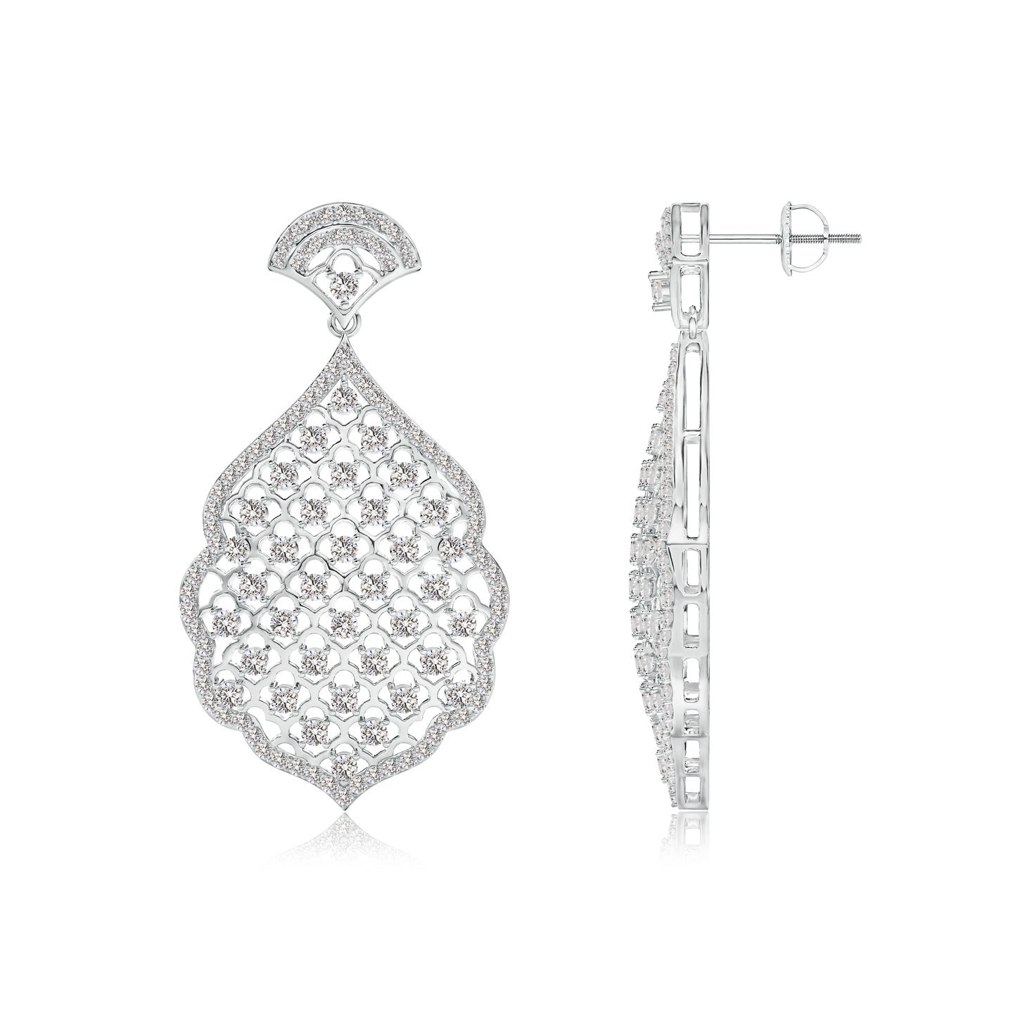 Rosette Filigree Natural Diamond Earrings