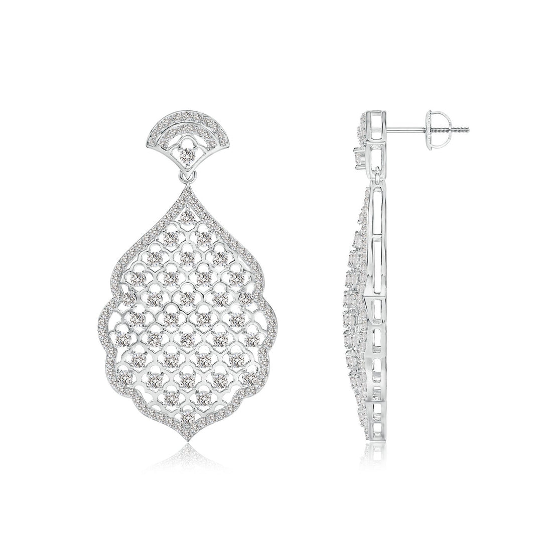 Rosette Filigree Natural Diamond Earrings