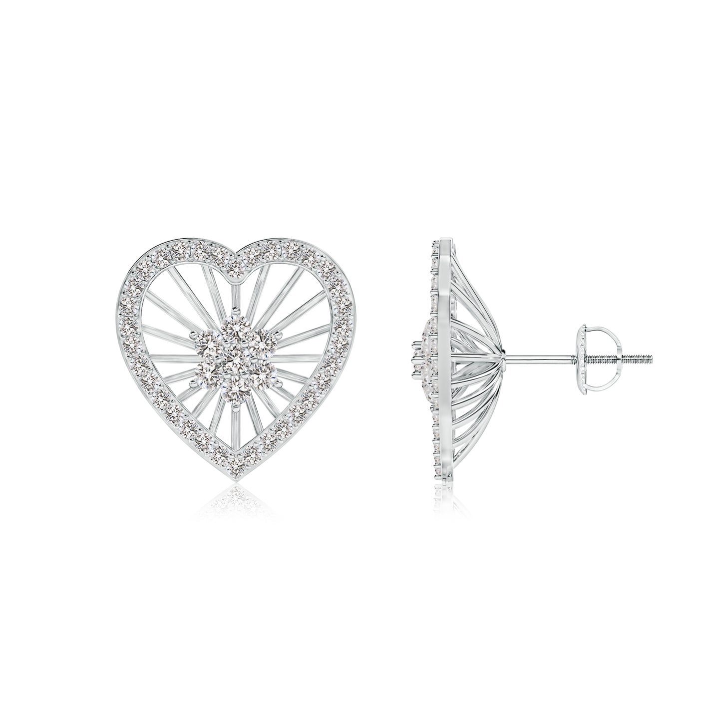 Diamond Pavé Heart Stud Earrings