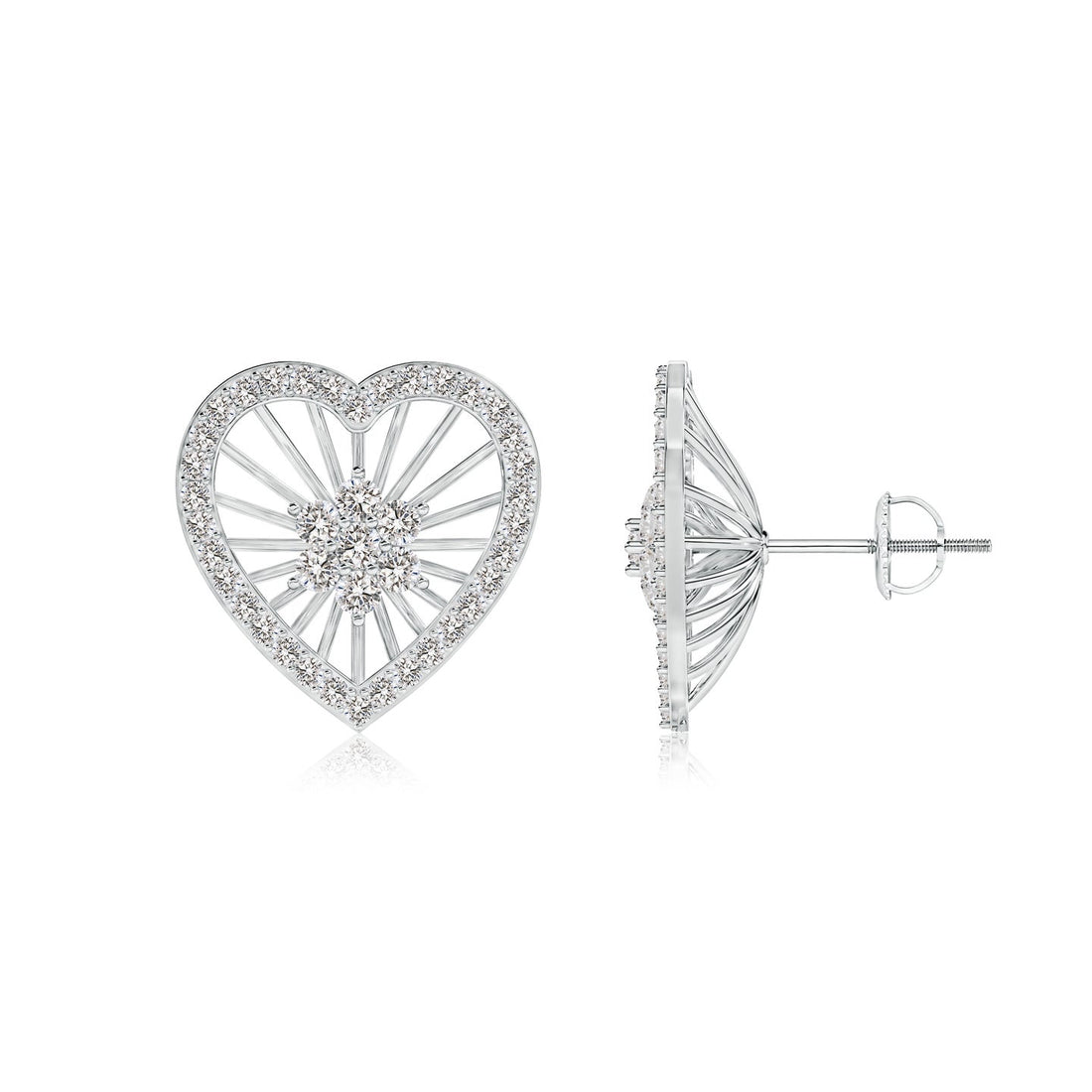 Diamond Pavé Heart Stud Earrings