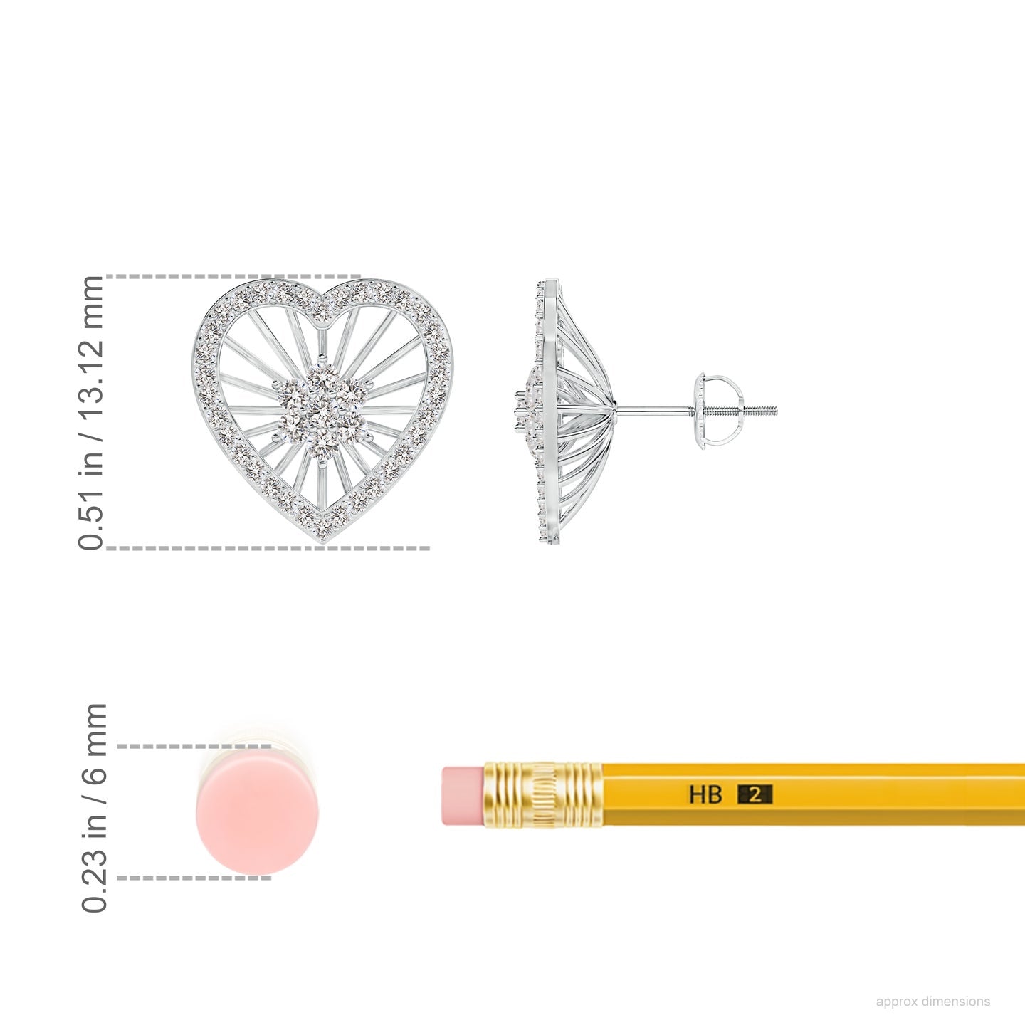 Diamond Pavé Heart Stud Earrings