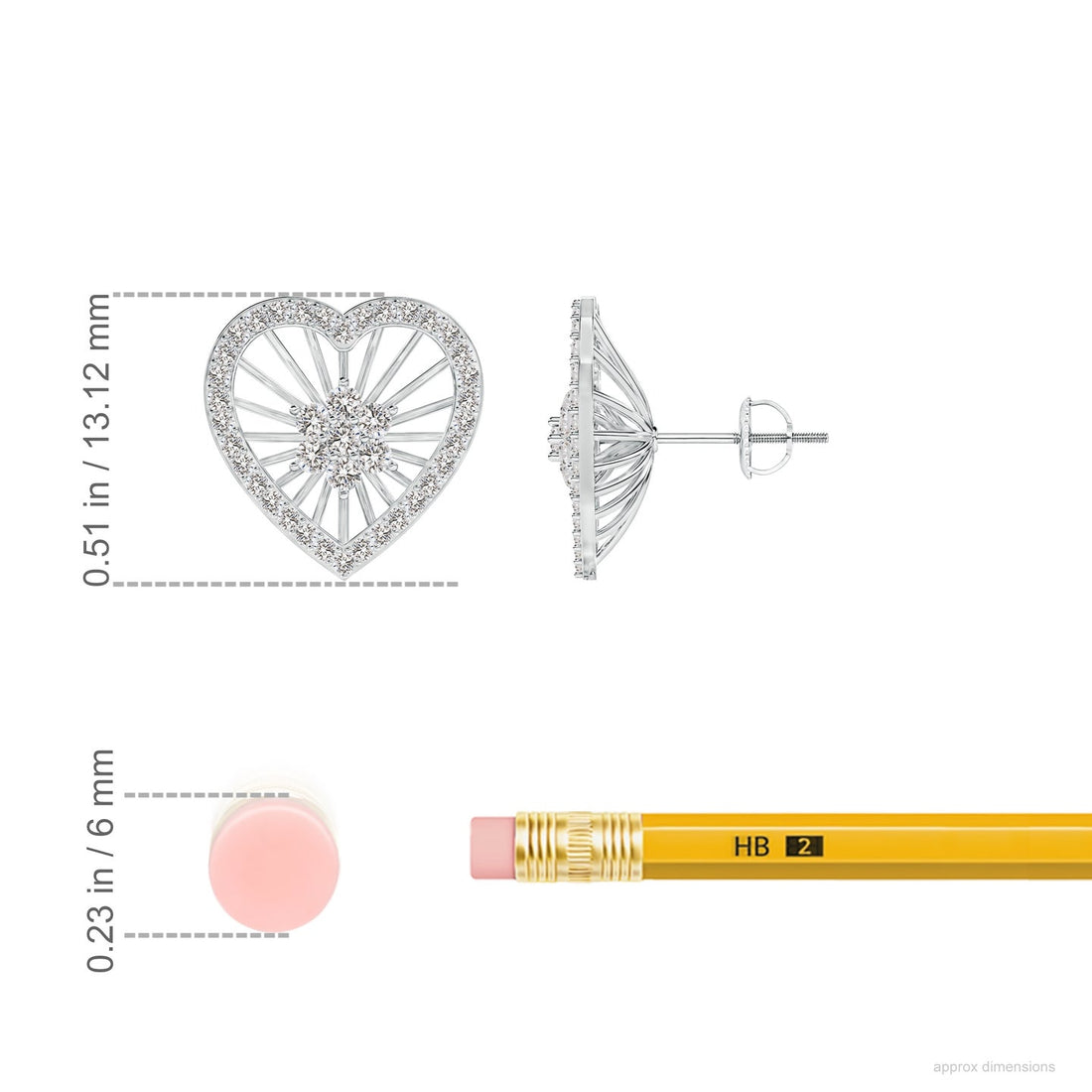 Diamond Pavé Heart Stud Earrings