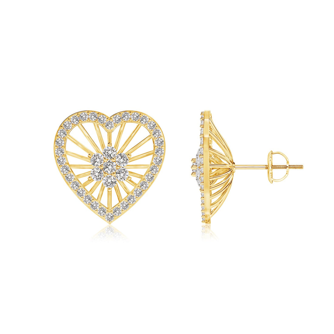 Diamond Pavé Heart Stud Earrings