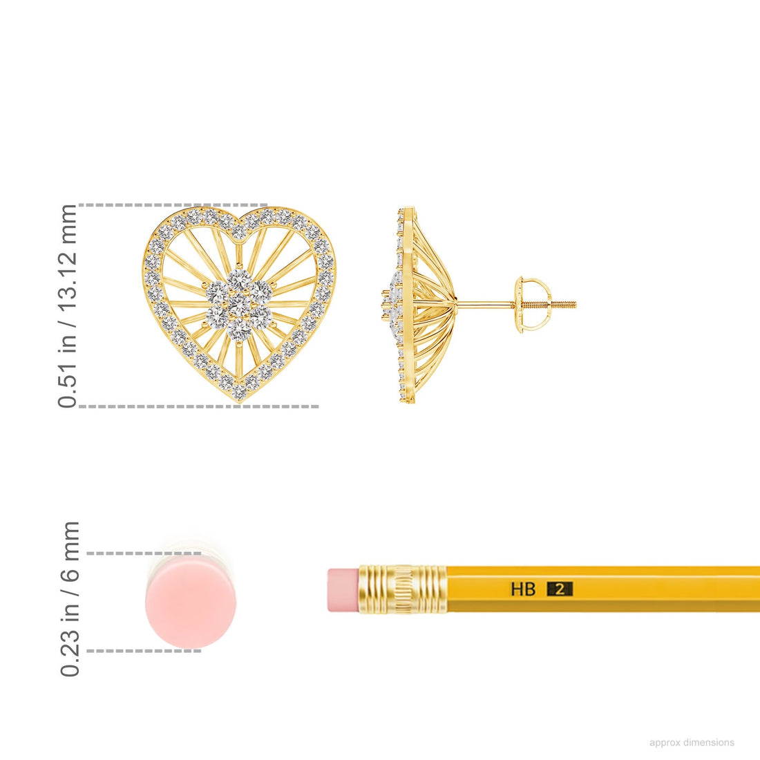 Diamond Pavé Heart Stud Earrings