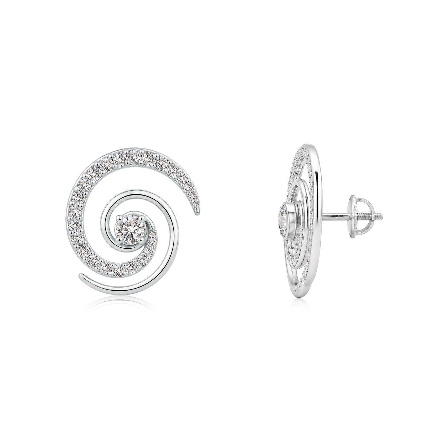 Kathak Spin Diamond Spiral Earrings