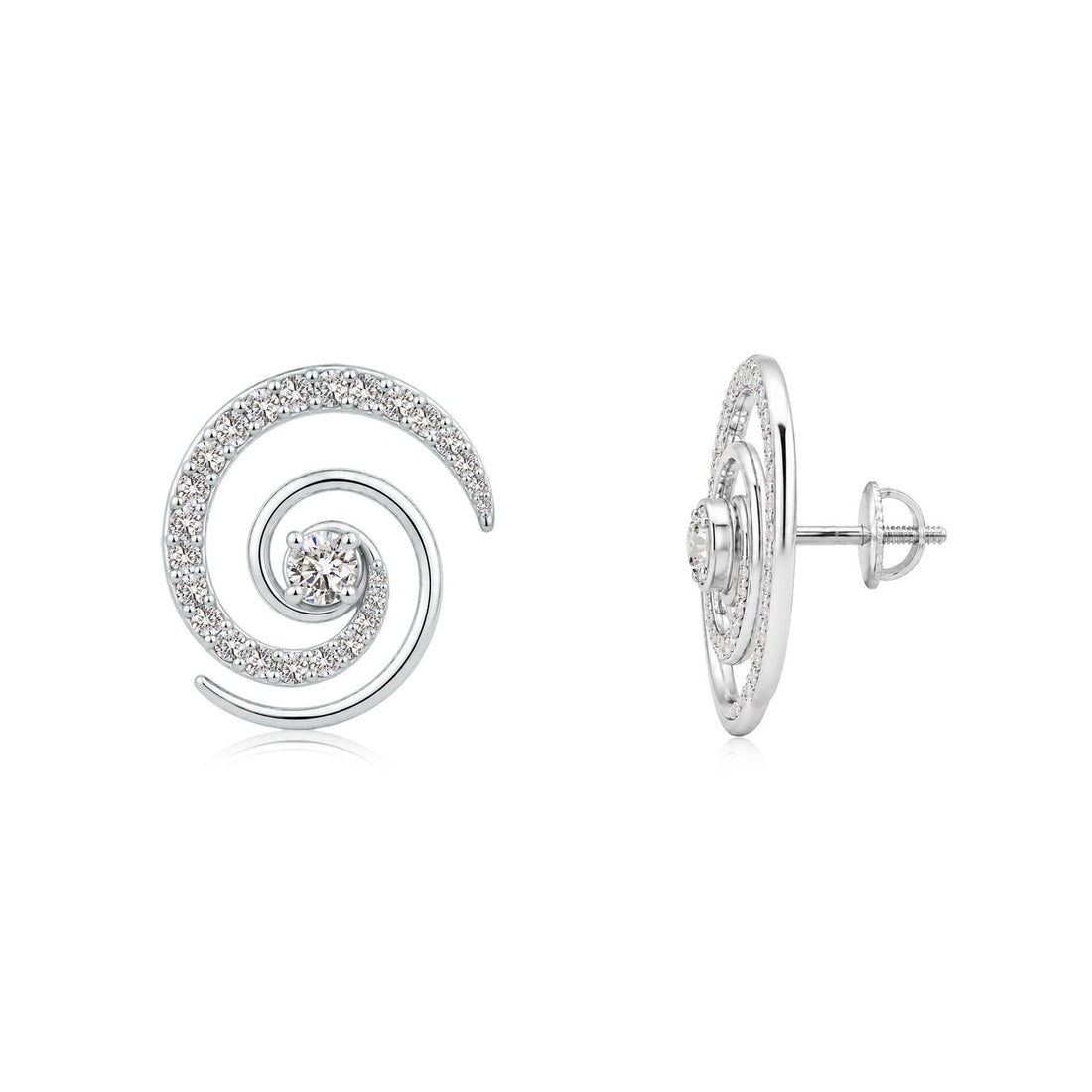 Kathak Spin Diamond Spiral Earrings