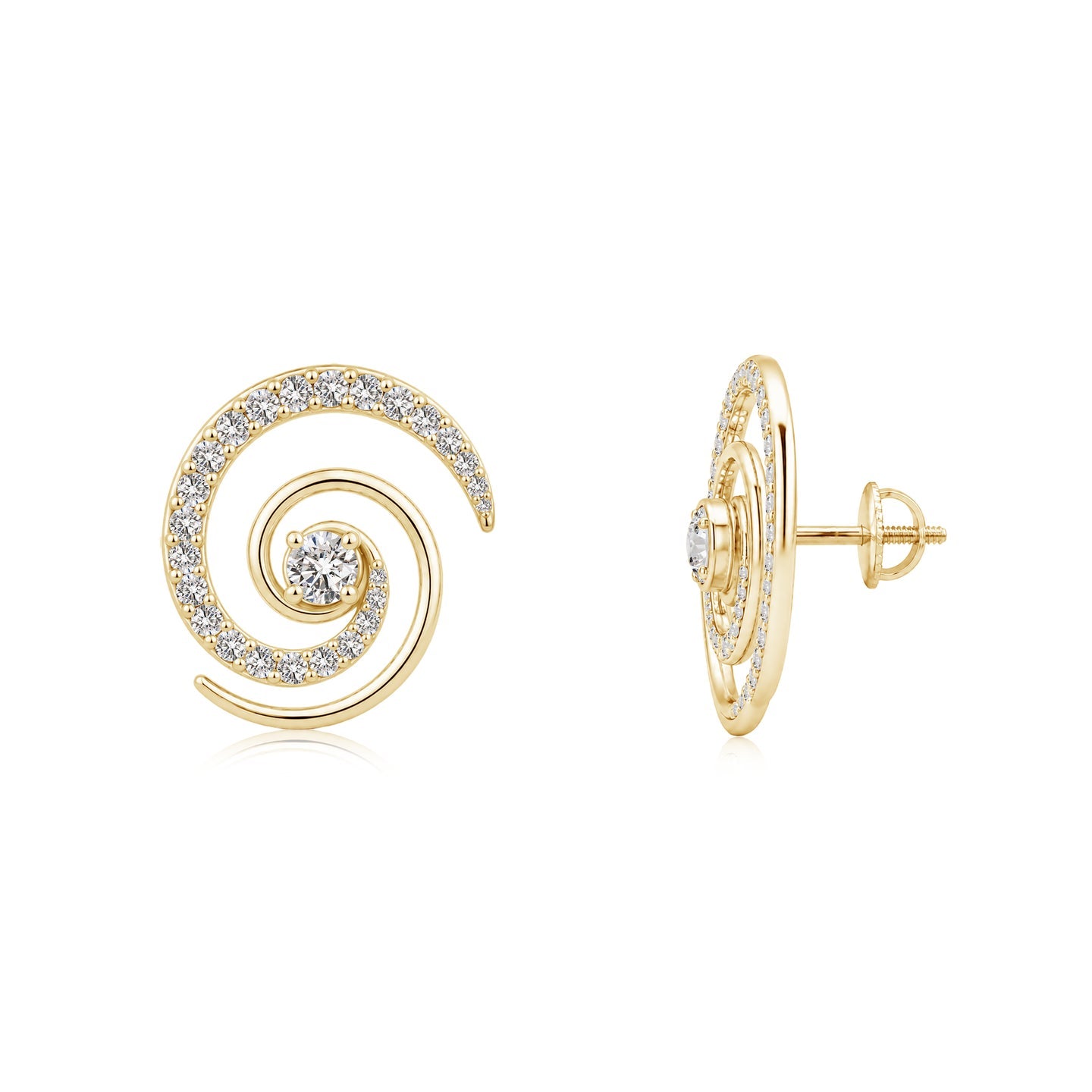 Kathak Spin Diamond Spiral Earrings