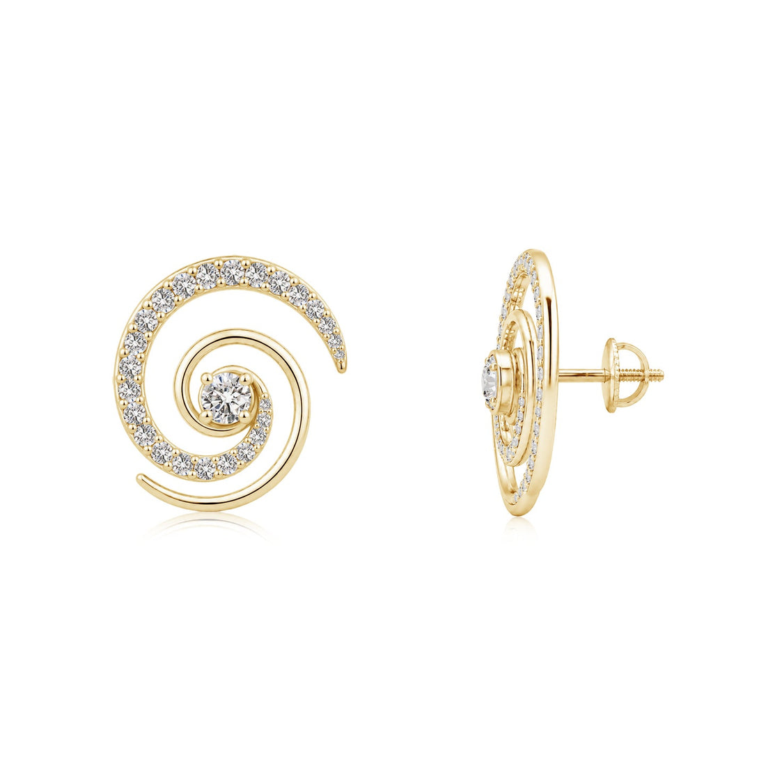 Kathak Spin Diamond Spiral Earrings