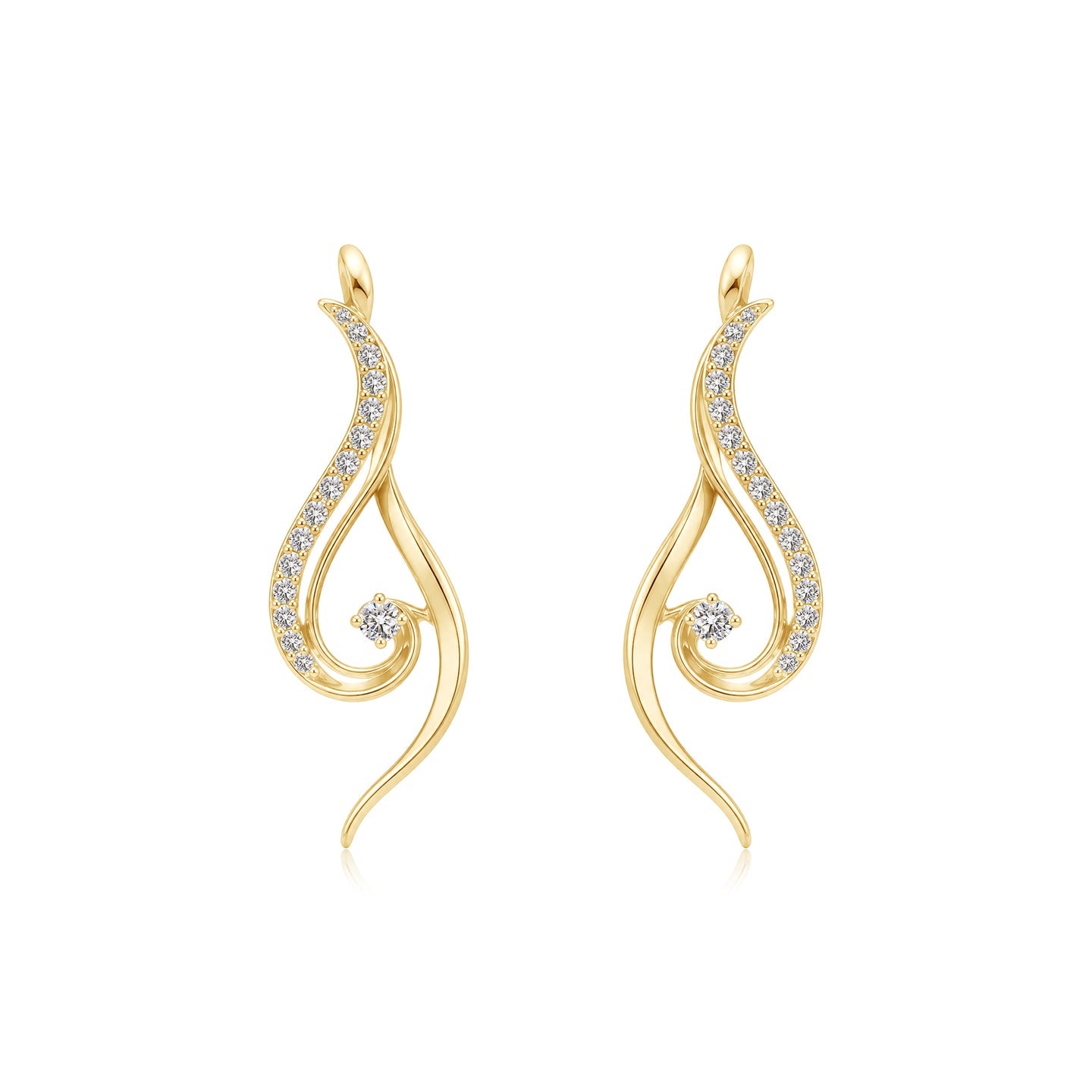 Air Flow Mohiniyattam Motif Diamond Earrings