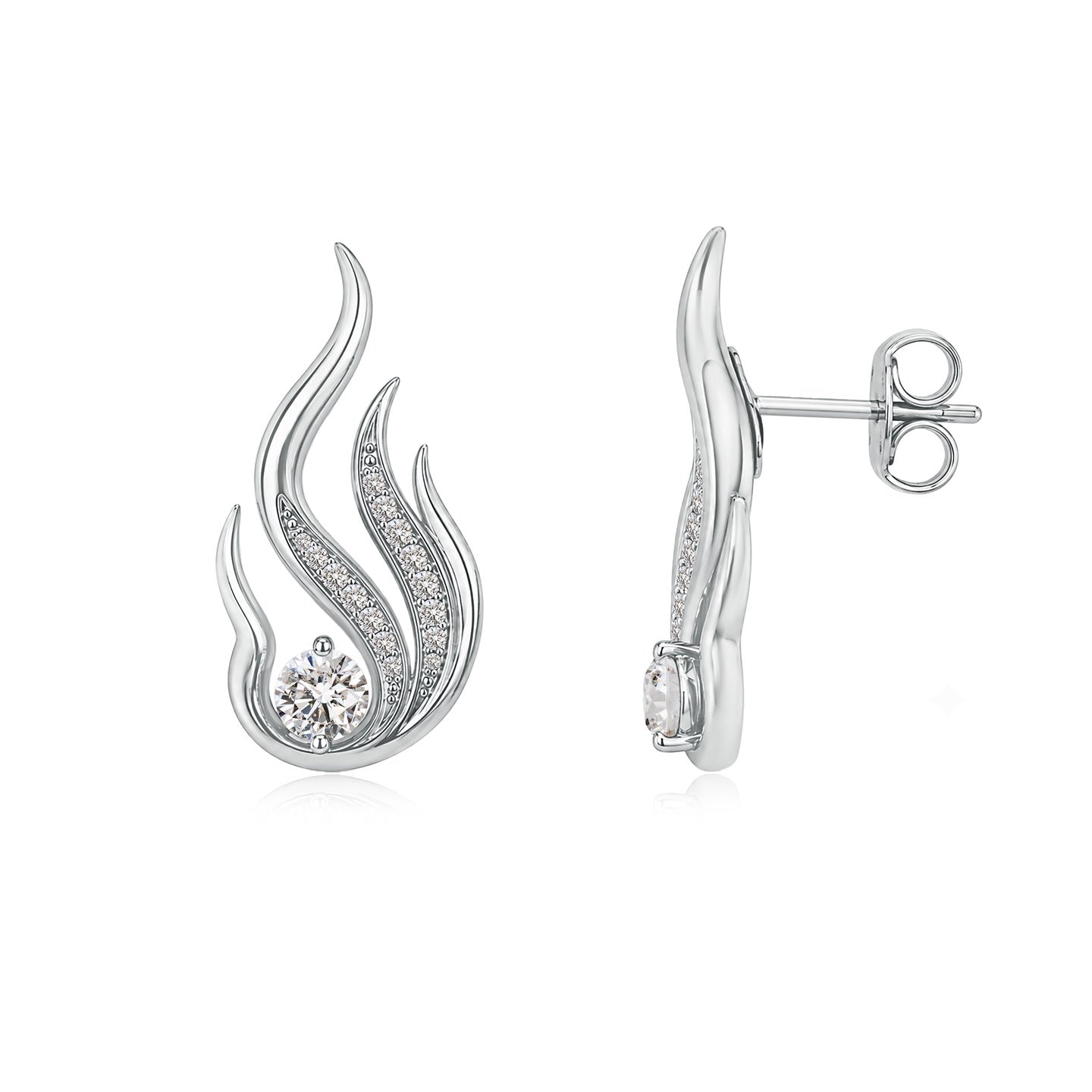 Flame Kuchipudi Motif Diamond Earrings