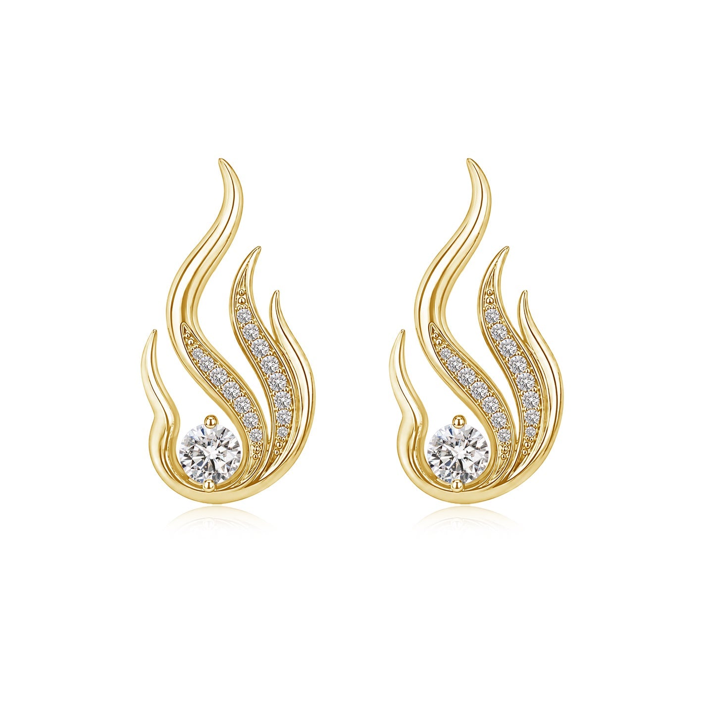 Flame Kuchipudi Motif Diamond Earrings