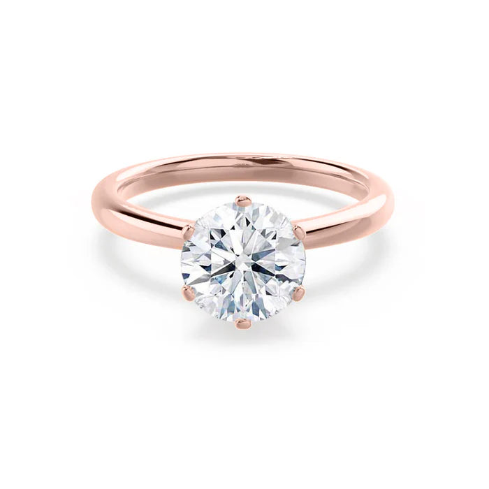 Round Lab Diamond 10k,14k,18k Gold Solitaire Ring