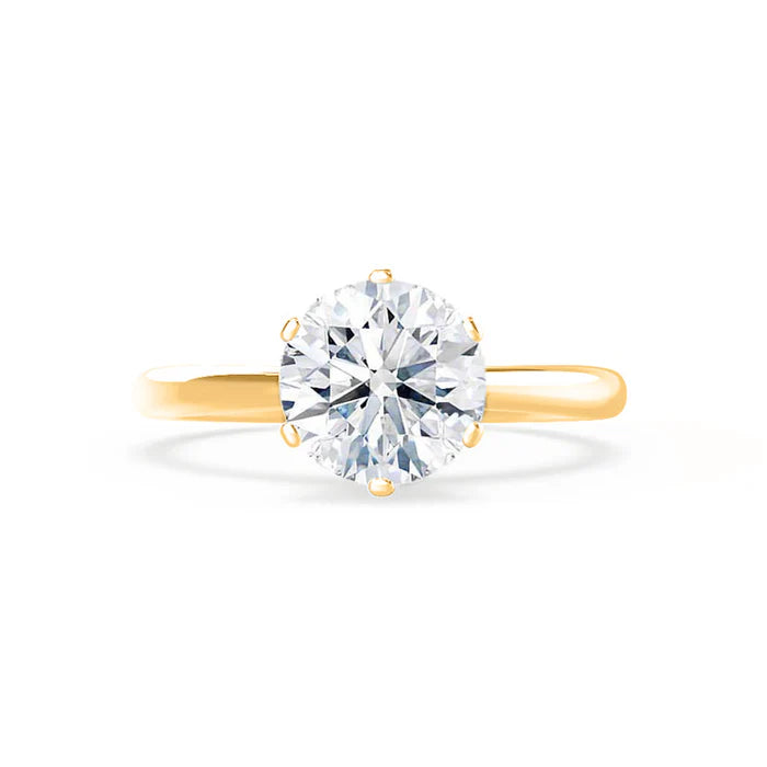 Round Lab Diamond 10k,14k,18k Gold Solitaire Ring