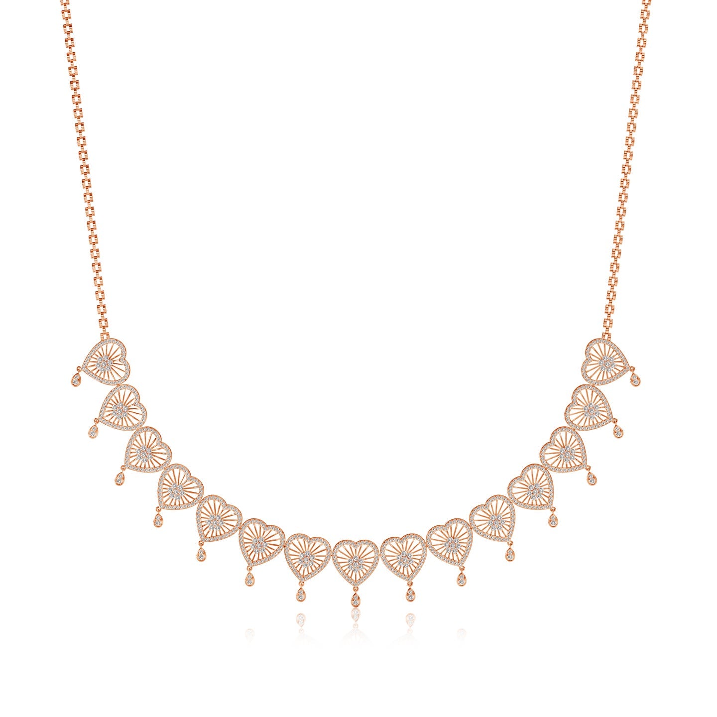 Radiant Hearts Lab Grown Diamond Cluster Necklace