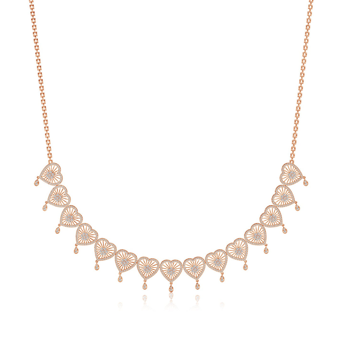 Radiant Hearts Lab Grown Diamond Cluster Necklace