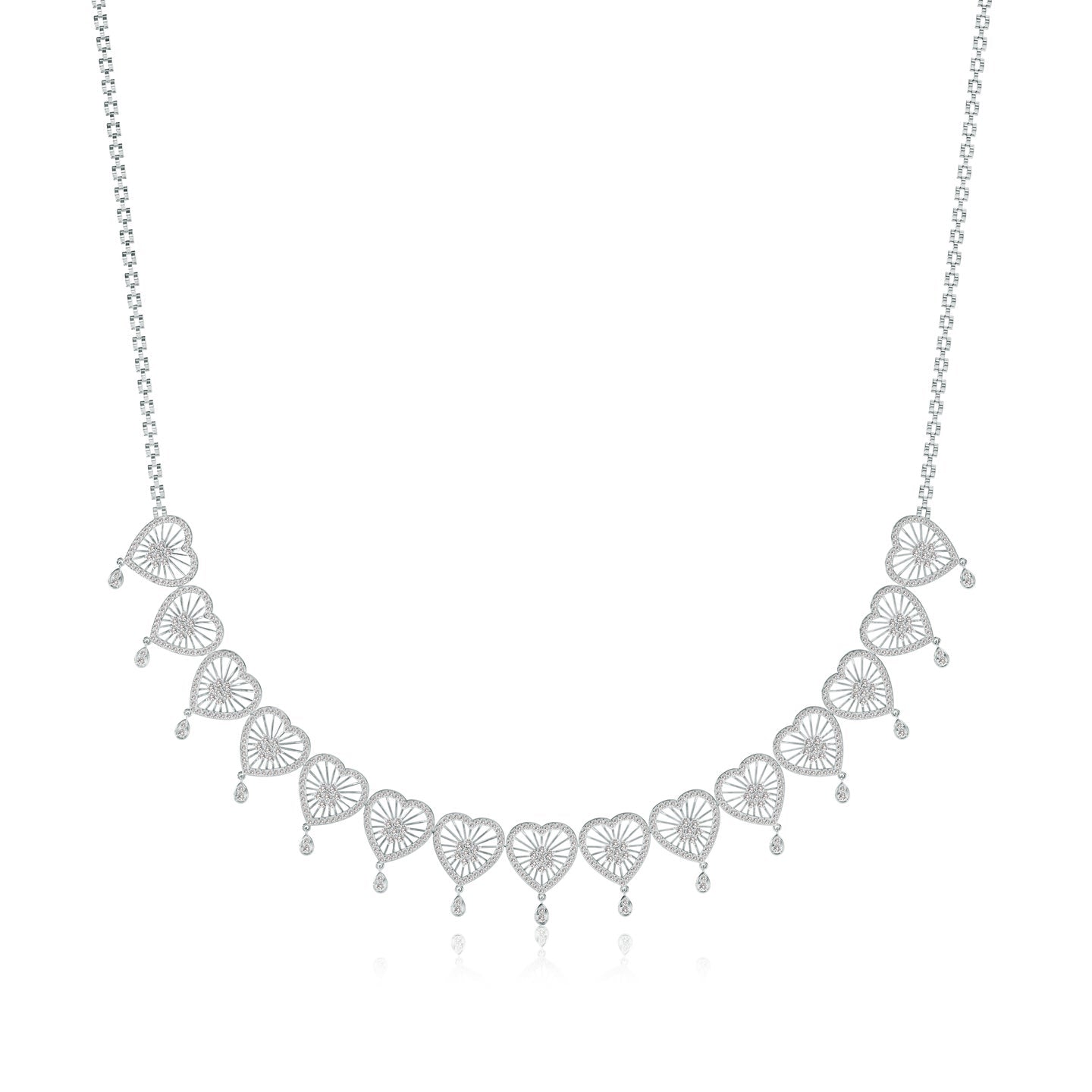 Radiant Hearts Lab Grown Diamond Cluster Necklace