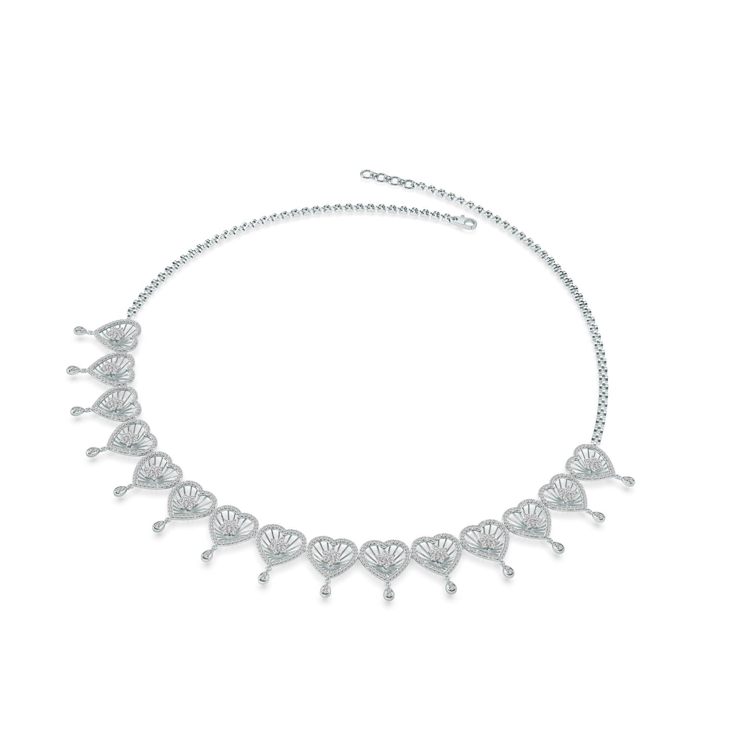 Radiant Hearts Lab Grown Diamond Cluster Necklace