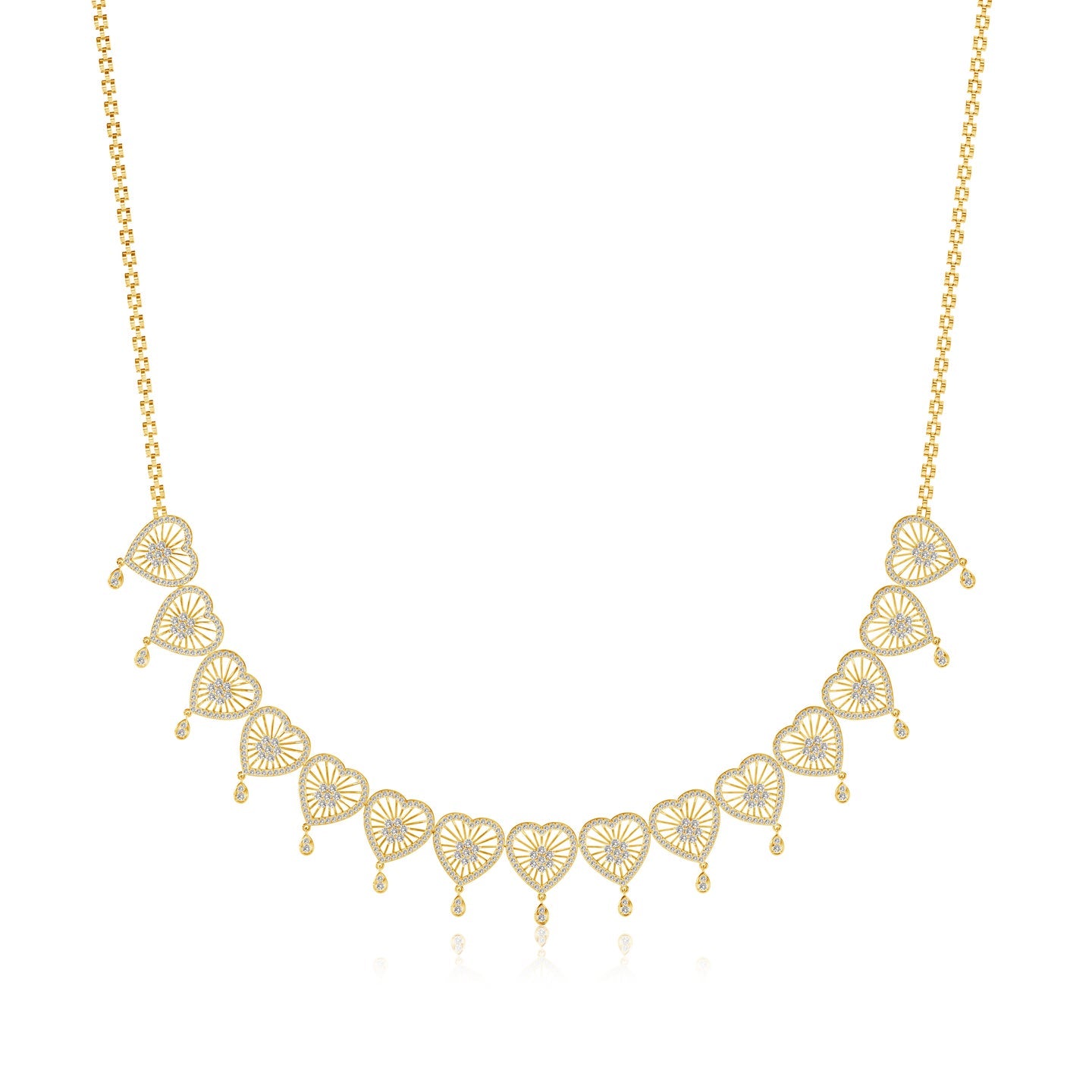 Radiant Hearts Lab Grown Diamond Cluster Necklace