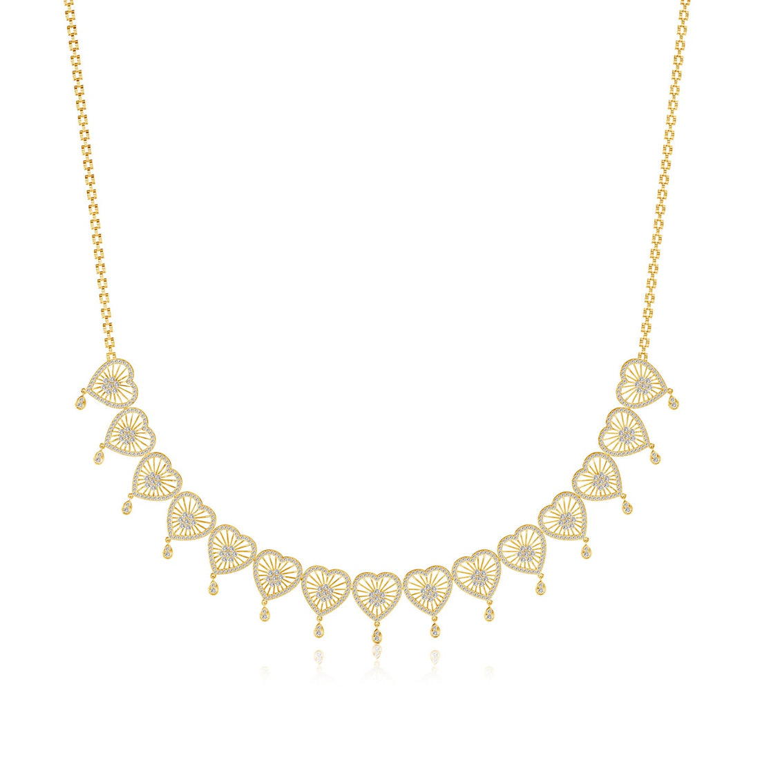 Radiant Hearts Lab Grown Diamond Cluster Necklace