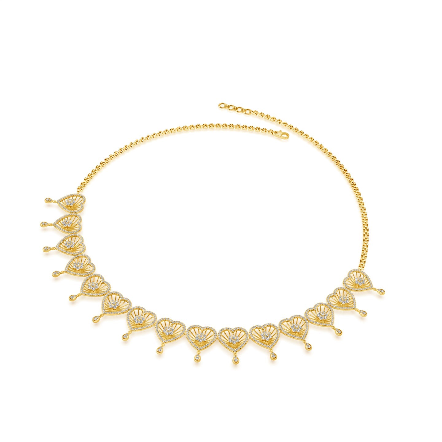 Radiant Hearts Lab Grown Diamond Cluster Necklace