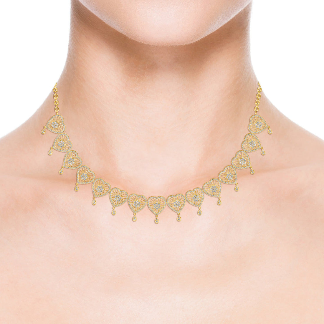 Radiant Hearts Lab Grown Diamond Cluster Necklace