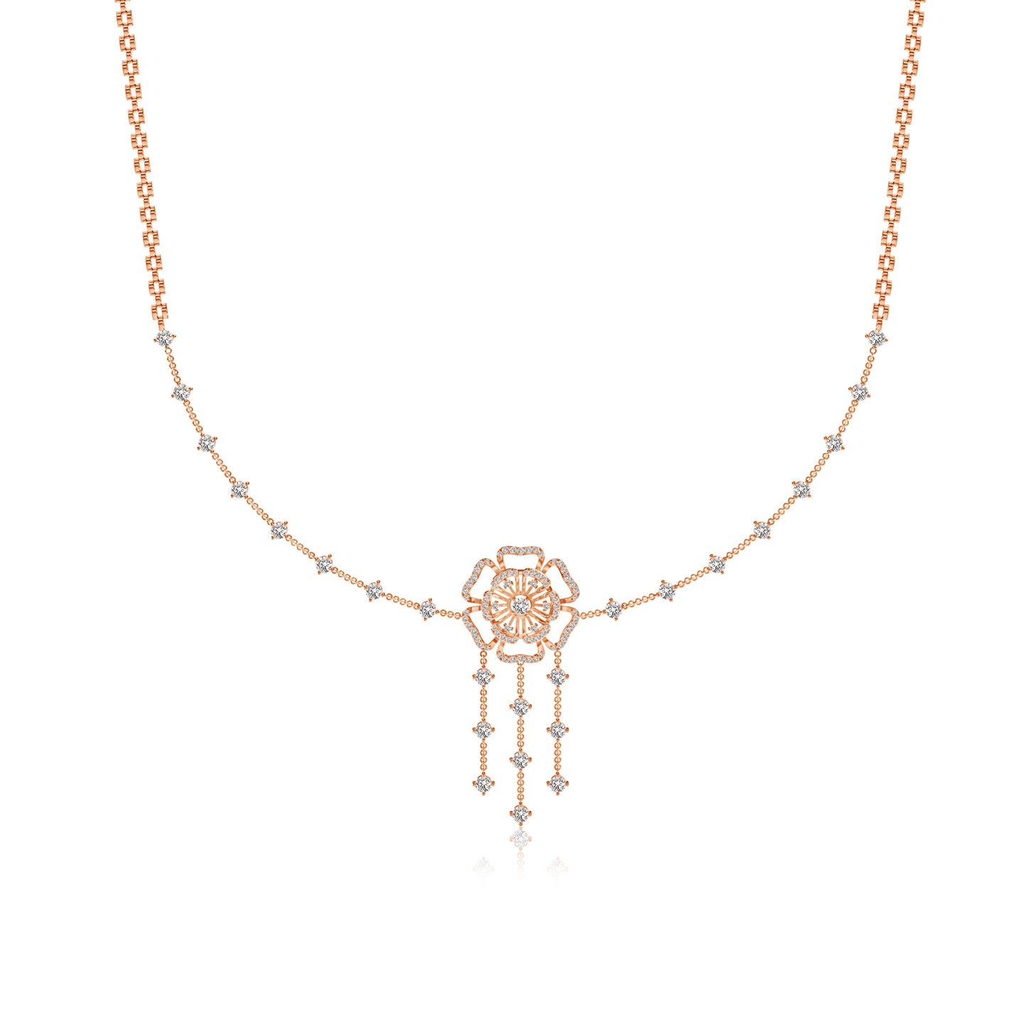 Six Petal Lab Grown Diamond Floral Necklace