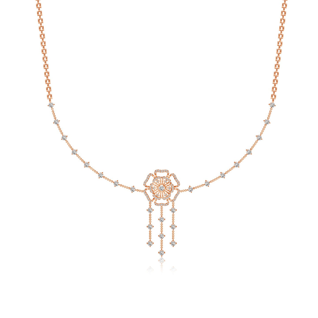 Six Petal Lab Grown Diamond Floral Necklace