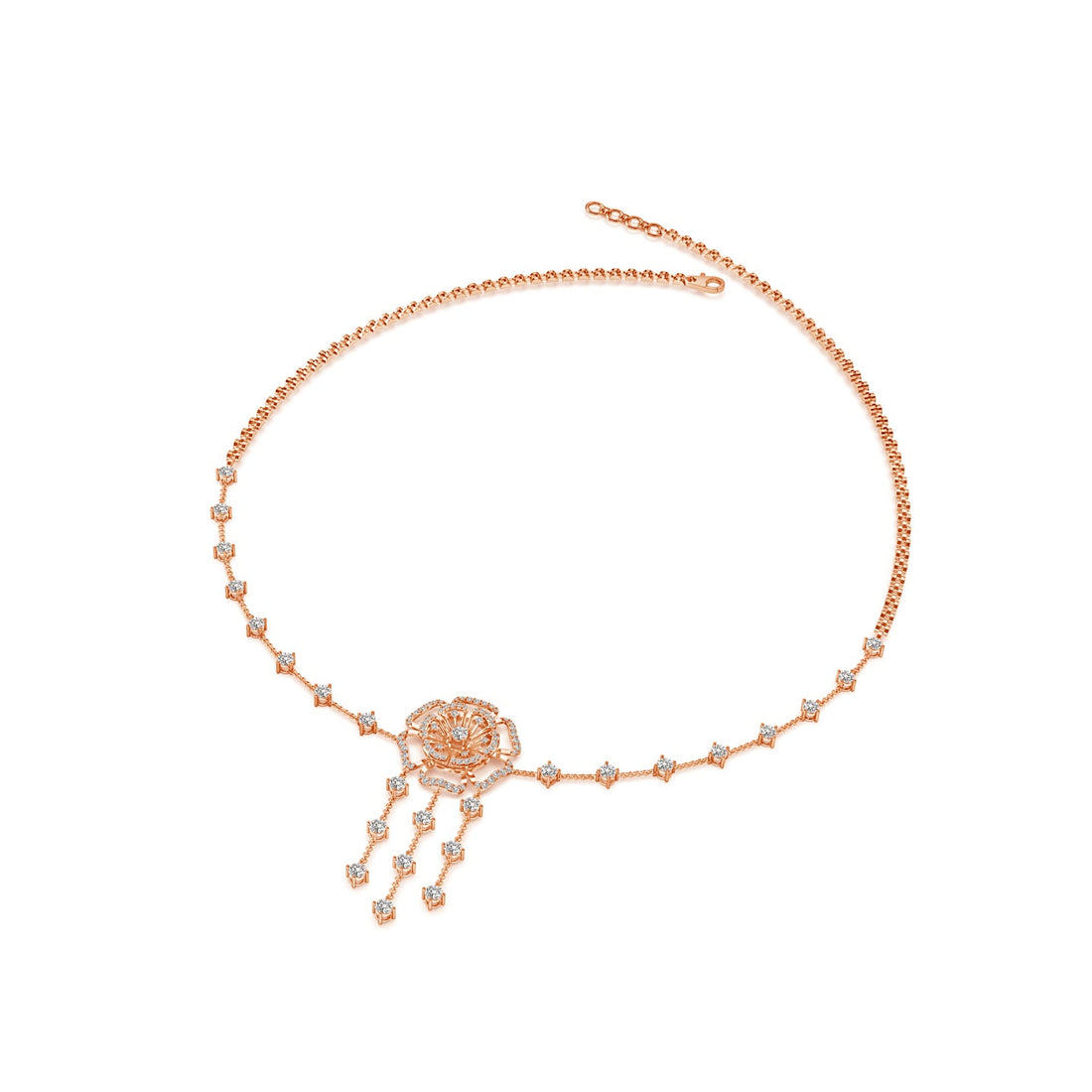 Six Petal Lab Grown Diamond Floral Necklace