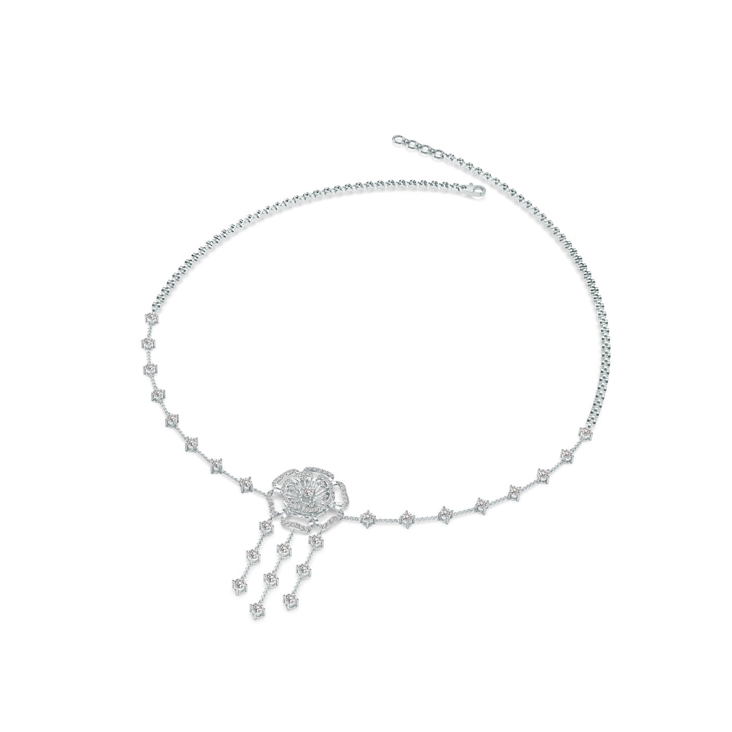 Six Petal Lab Grown Diamond Floral Necklace