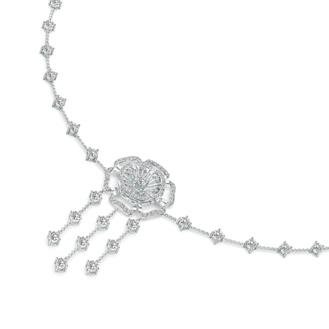 Six Petal Lab Grown Diamond Floral Necklace