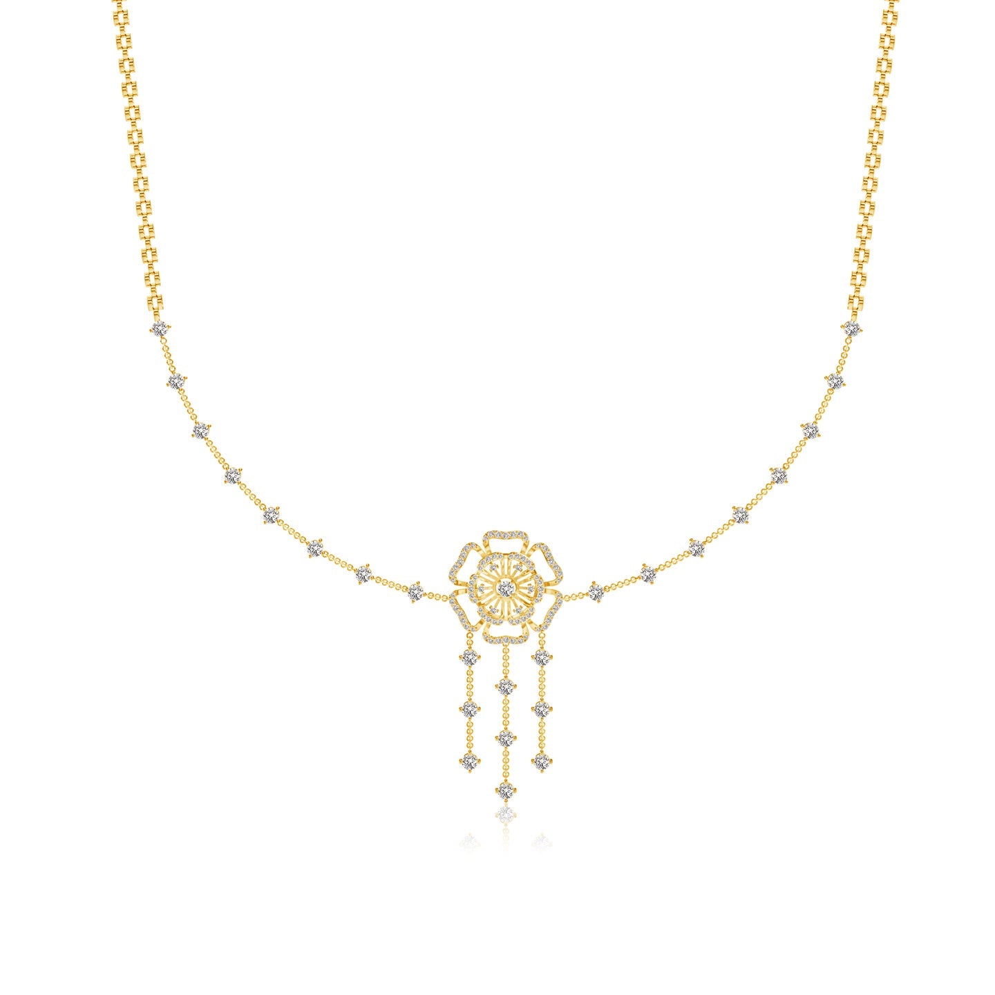 Six Petal Lab Grown Diamond Floral Necklace