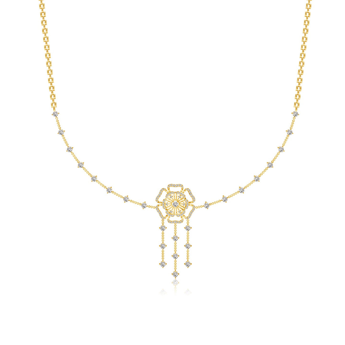 Six Petal Lab Grown Diamond Floral Necklace