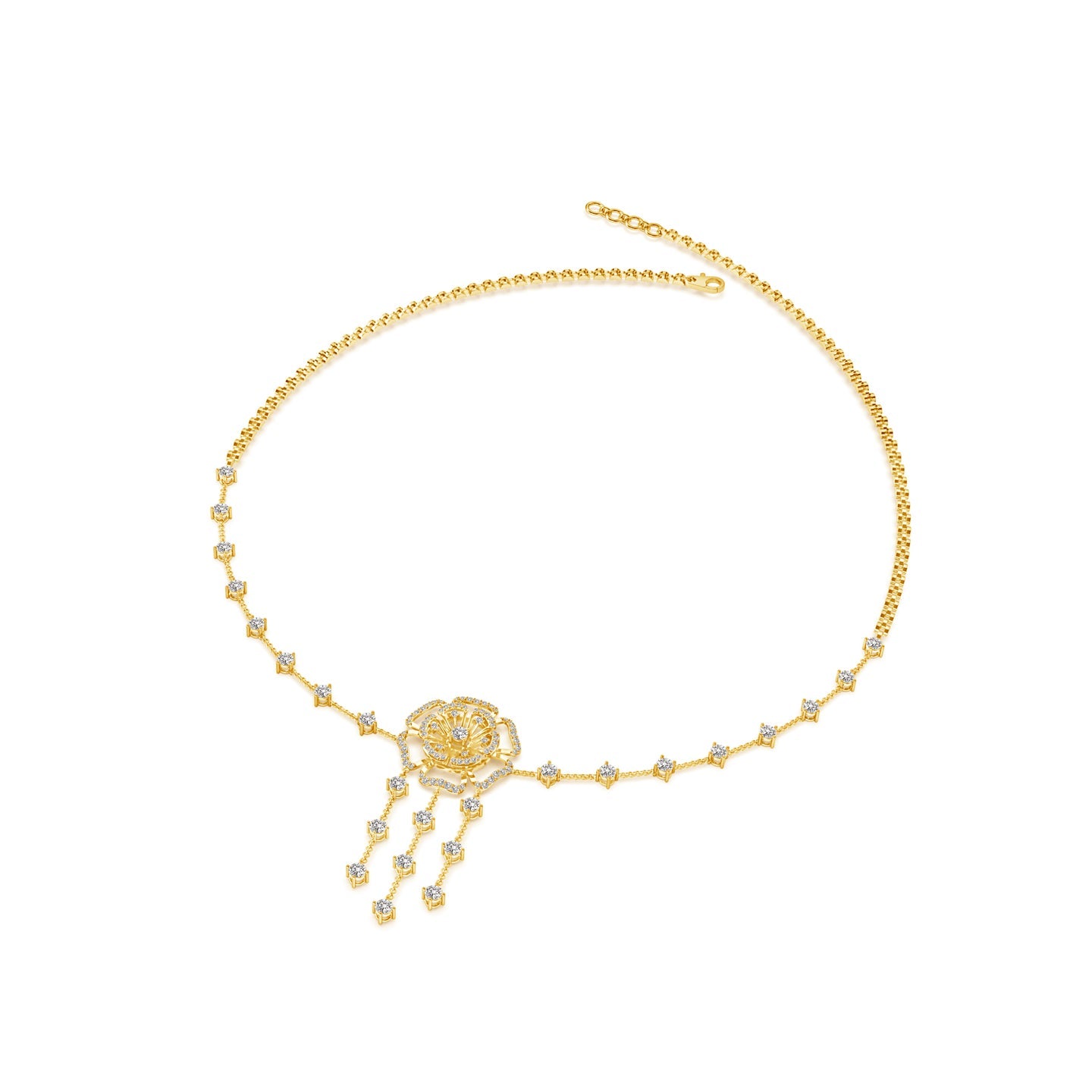 Six Petal Lab Grown Diamond Floral Necklace