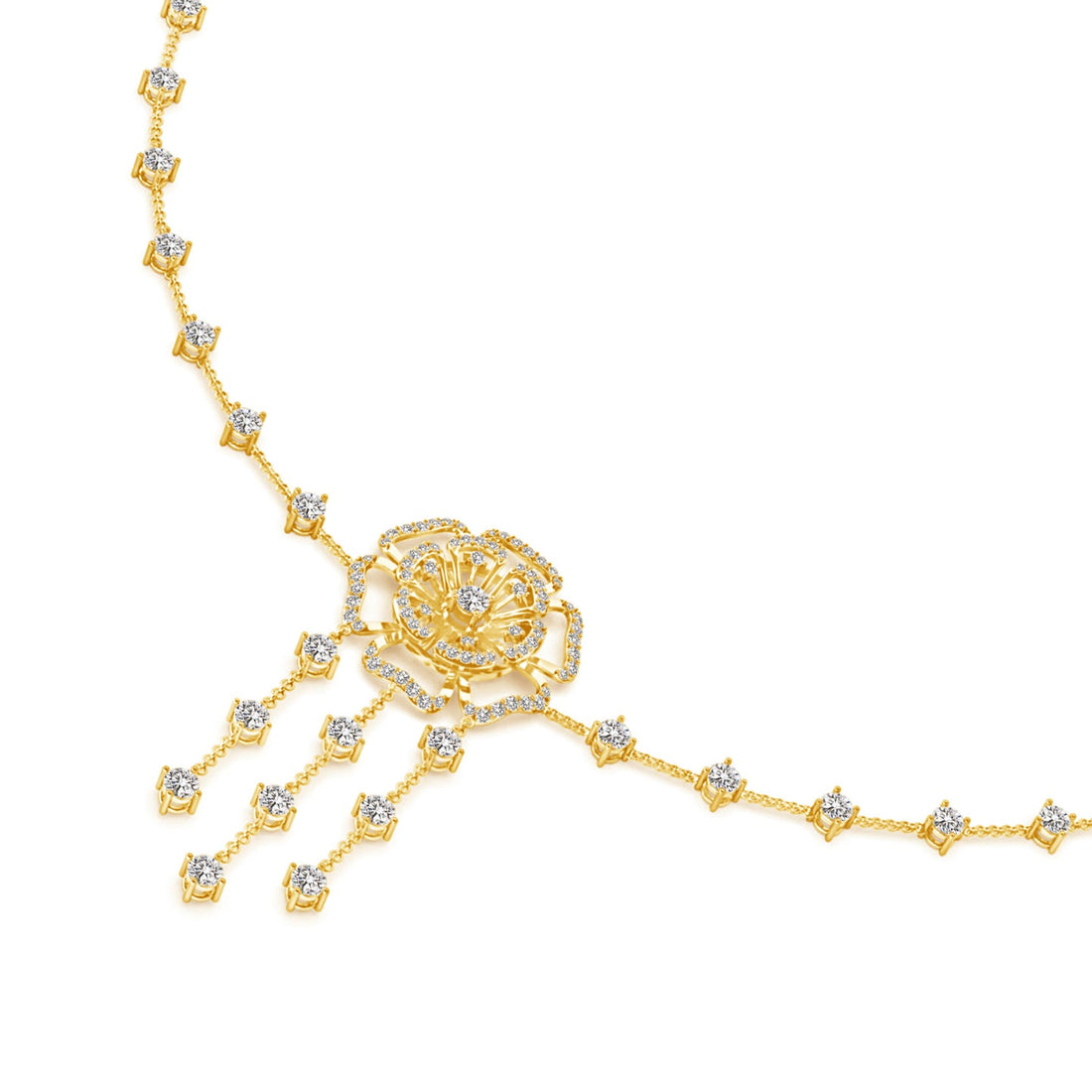 Six Petal Lab Grown Diamond Floral Necklace