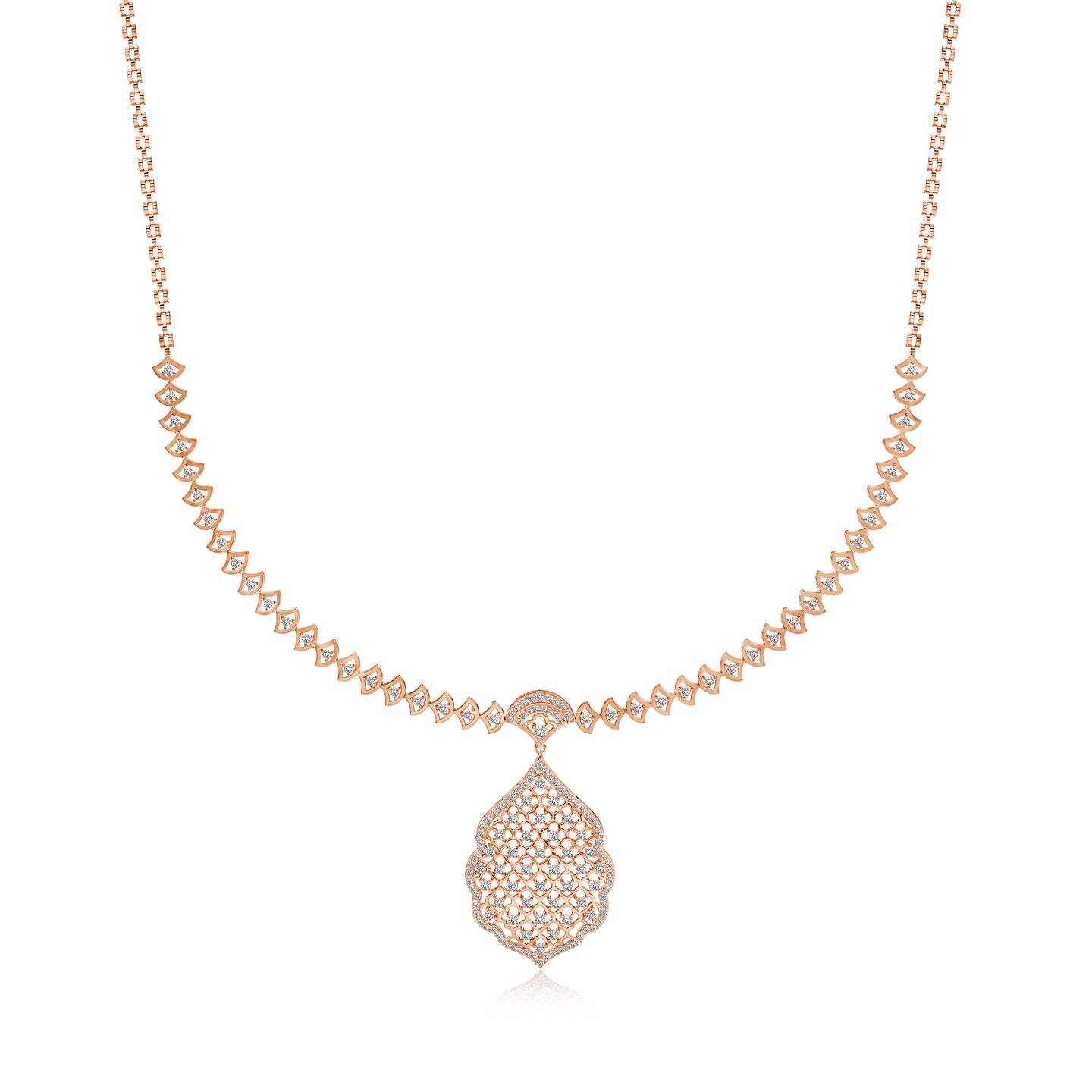 Rosette Filigree Lab Grown Diamond Necklace