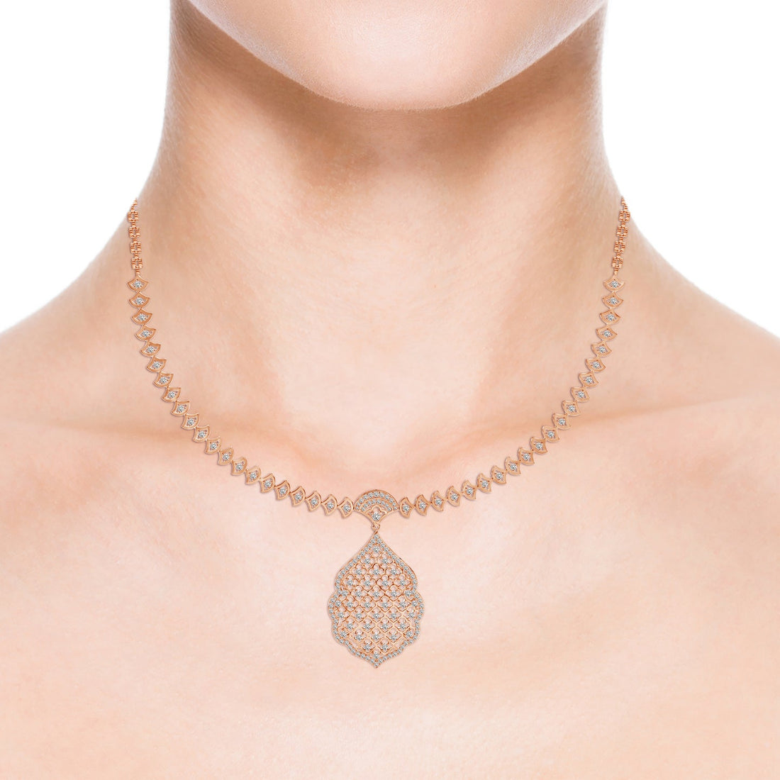 Rosette Filigree Lab Grown Diamond Necklace